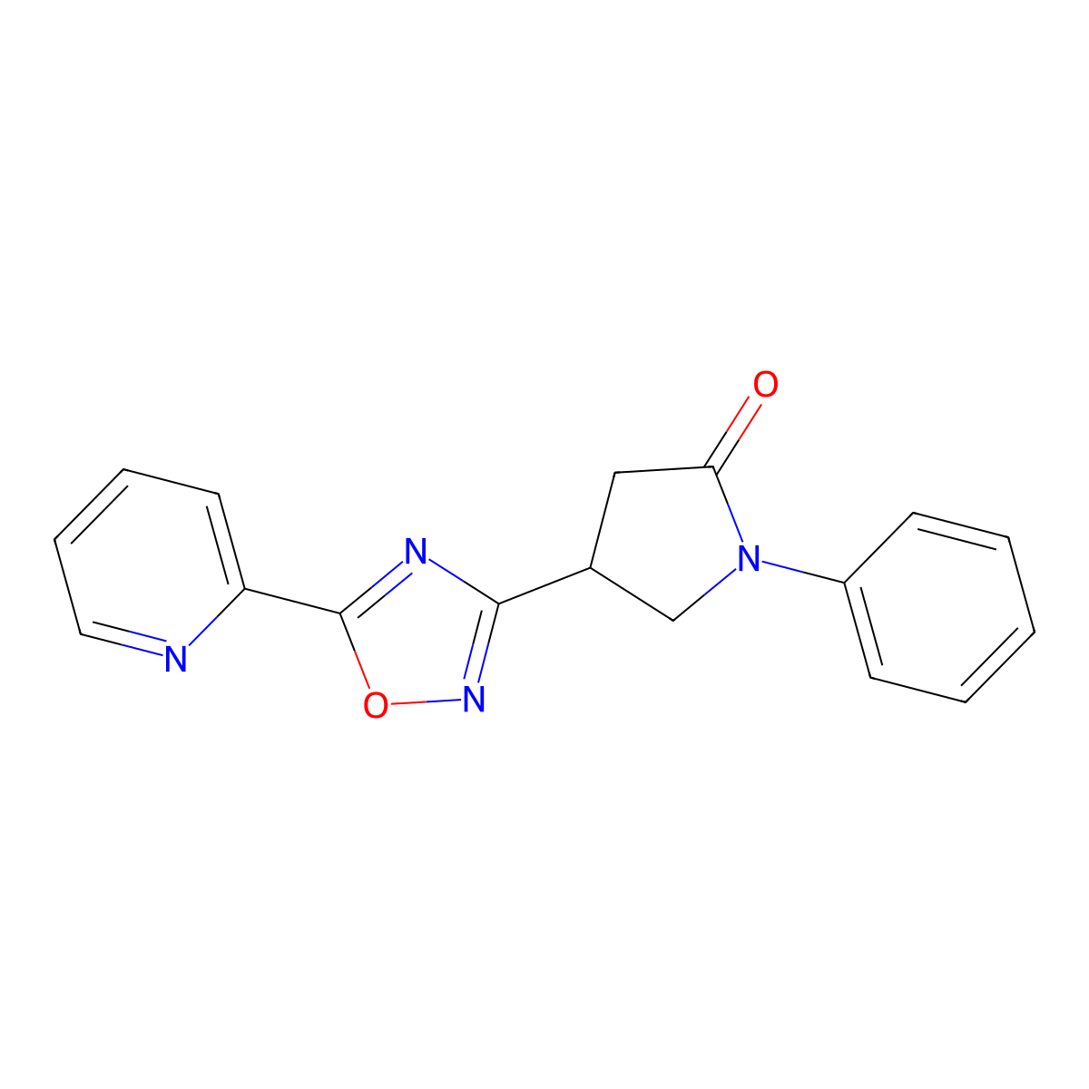1-Phenyl-4-(5-(pyridin-2-yl)-1,2,4-oxadiazol-3-yl)pyrrolidin-2-one molecular structure, CAS 1172810-13-7