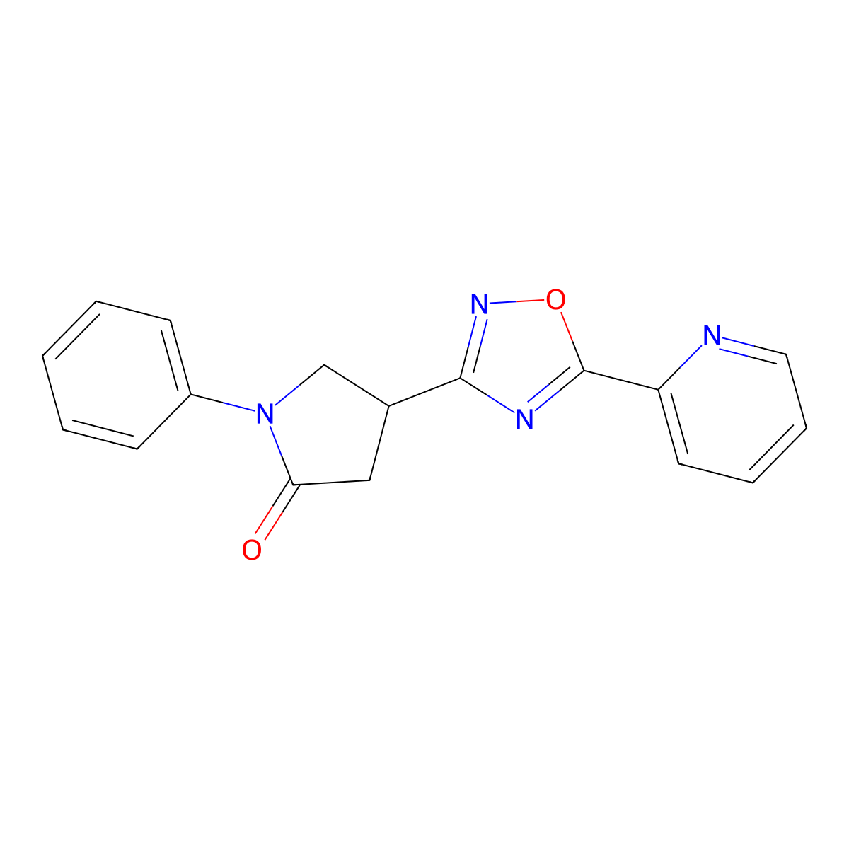 1-Phenyl-4-(5-(pyridin-2-yl)-1,2,4-oxadiazol-3-yl)pyrrolidin-2-one molecular structure, CAS 1172810-13-7