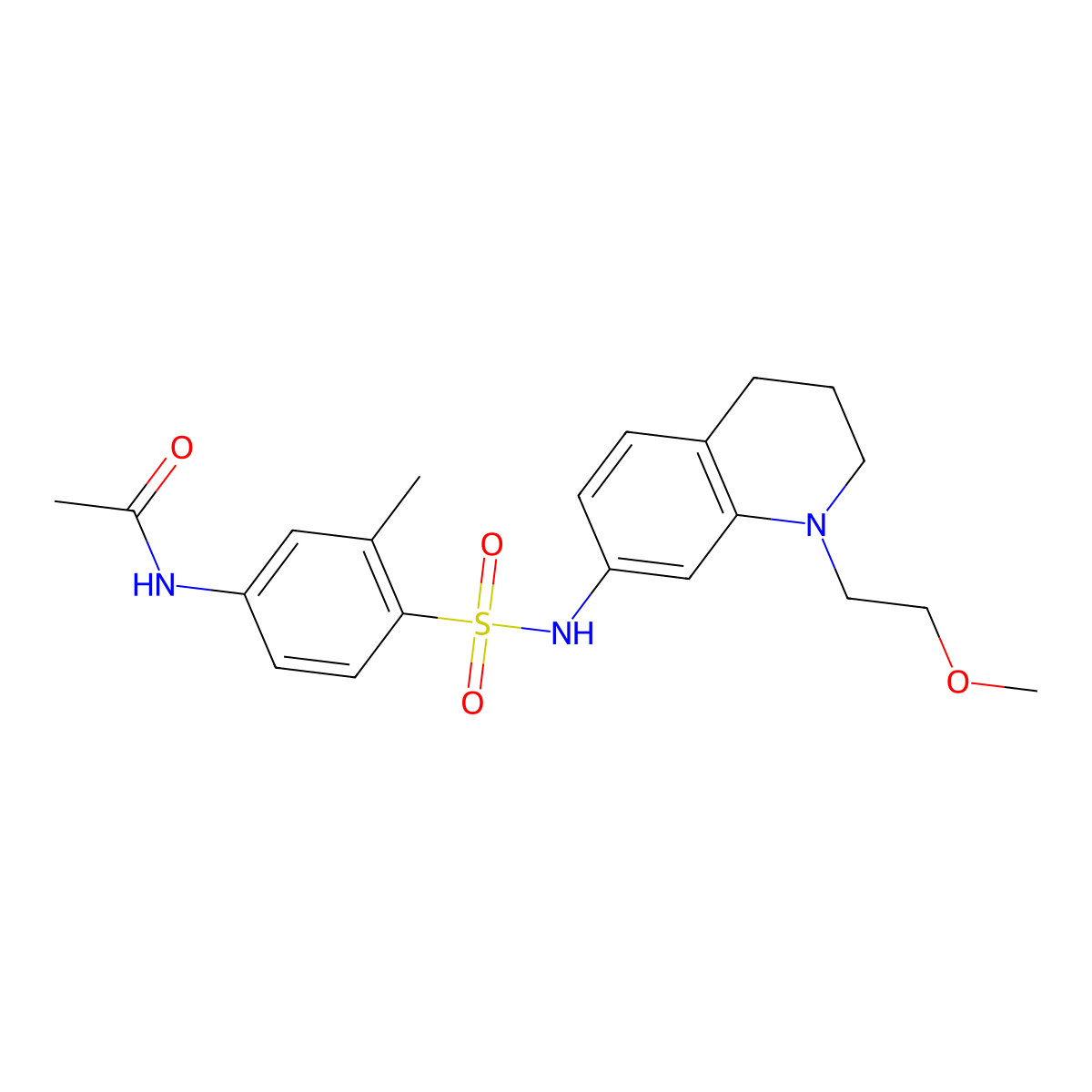 N-(4-(N-(1-(2-methoxyethyl)-1,2,3,4-tetrahydroquinolin-7-yl)sulfamoyl)-3-methylphenyl)acetamide molecular structure, CAS 1172810-94-4
