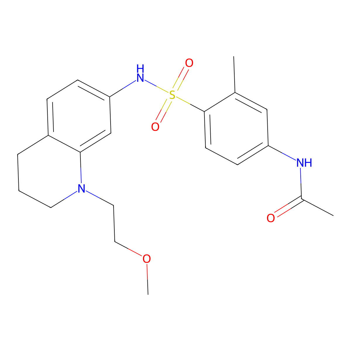 N-(4-(N-(1-(2-methoxyethyl)-1,2,3,4-tetrahydroquinolin-7-yl)sulfamoyl)-3-methylphenyl)acetamide molecular structure, CAS 1172810-94-4