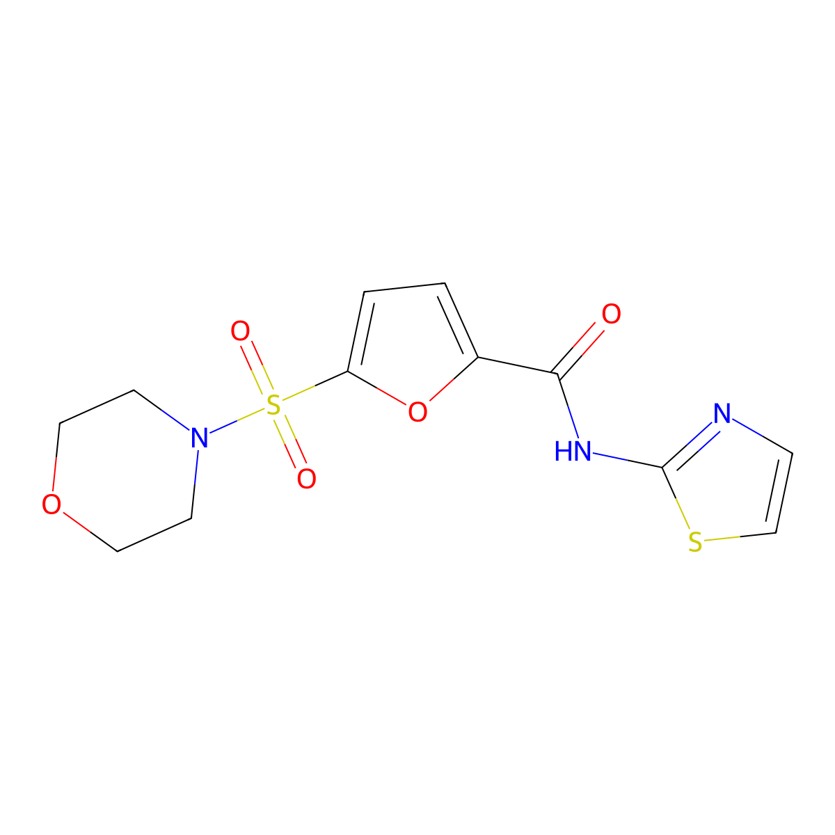 5-(morpholinosulfonyl)-N-(thiazol-2-yl)furan-2-carboxamide molecular structure, CAS 1172811-31-2
