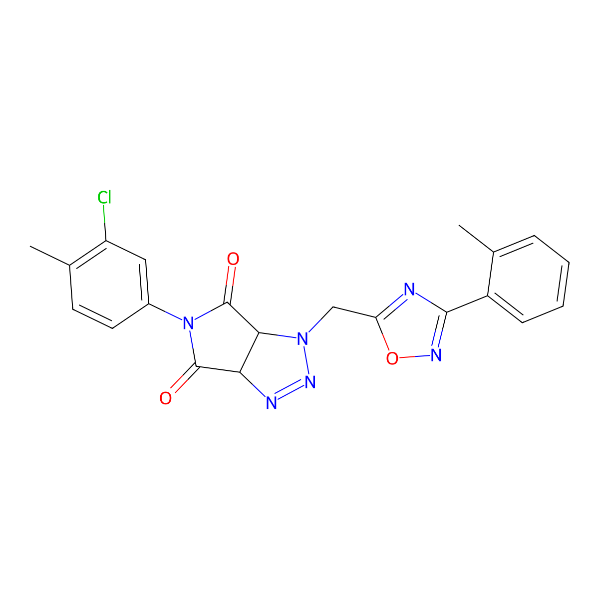 5-(3-chloro-4-methylphenyl)-1-((3-(o-tolyl)-1,2,4-oxadiazol-5-yl)methyl)-1,6a-dihydropyrrolo[3,4-d][1,2,3]triazole-4,6(3aH,5H)-dione molecular structure, CAS 1172813-74-9
