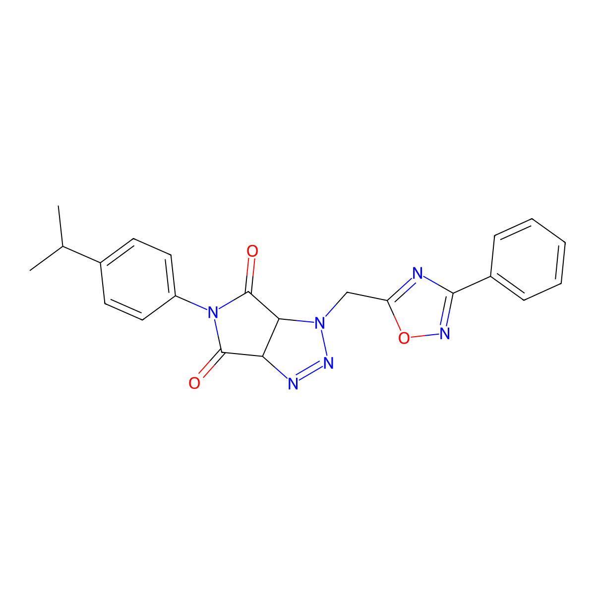 5-(4-isopropylphenyl)-1-((3-phenyl-1,2,4-oxadiazol-5-yl)methyl)-1,6a-dihydropyrrolo[3,4-d][1,2,3]triazole-4,6(3aH,5H)-dione molecular structure, CAS 1172815-61-0