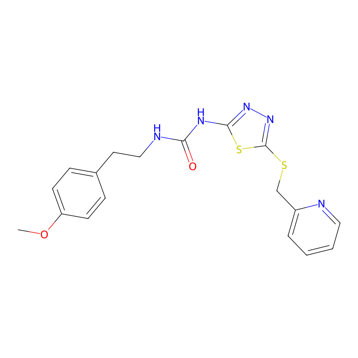 1-(4-Methoxyphenethyl)-3-(5-((pyridin-2-ylmethyl)thio)-1,3,4-thiadiazol-2-yl)urea molecular structure, CAS 1172815-74-5