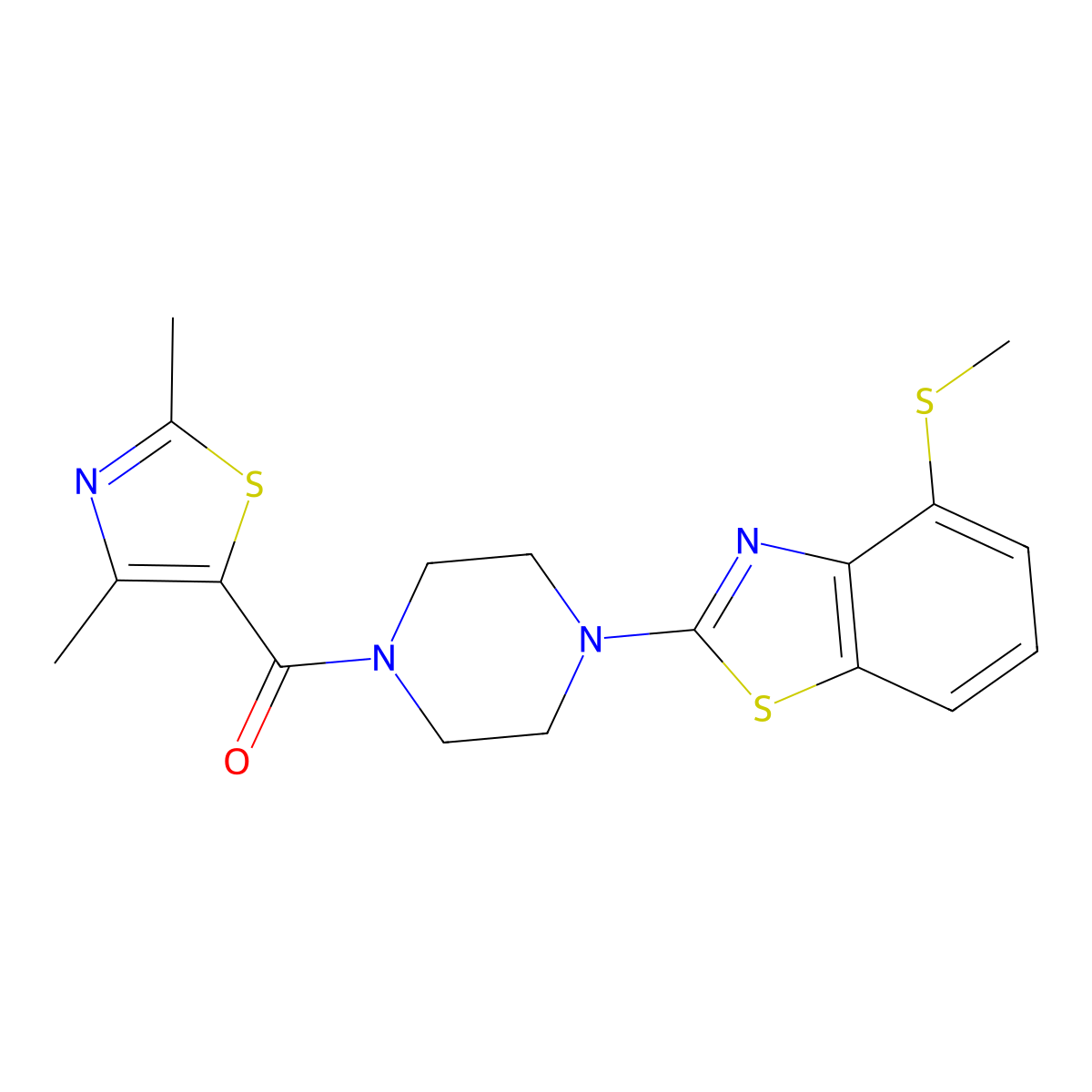 (2,4-Dimethylthiazol-5-yl)(4-(4-(methylthio)benzo[d]thiazol-2-yl)piperazin-1-yl)methanone molecular structure, CAS 1172819-24-7