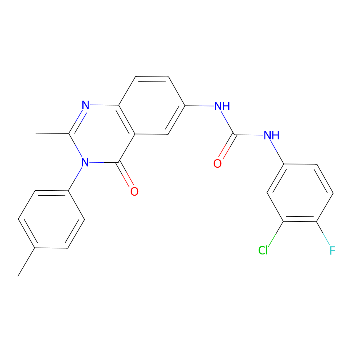 1-(3-Chloro-4-fluorophenyl)-3-(2-methyl-4-oxo-3-(p-tolyl)-3,4-dihydroquinazolin-6-yl)urea molecular structure, CAS 1172819-44-1