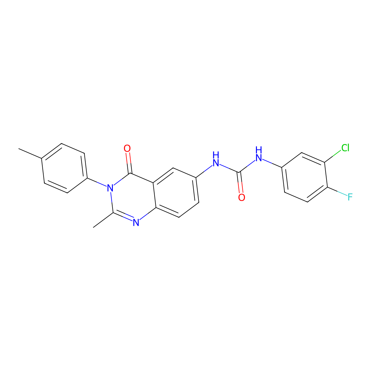 1-(3-Chloro-4-fluorophenyl)-3-(2-methyl-4-oxo-3-(p-tolyl)-3,4-dihydroquinazolin-6-yl)urea molecular structure, CAS 1172819-44-1