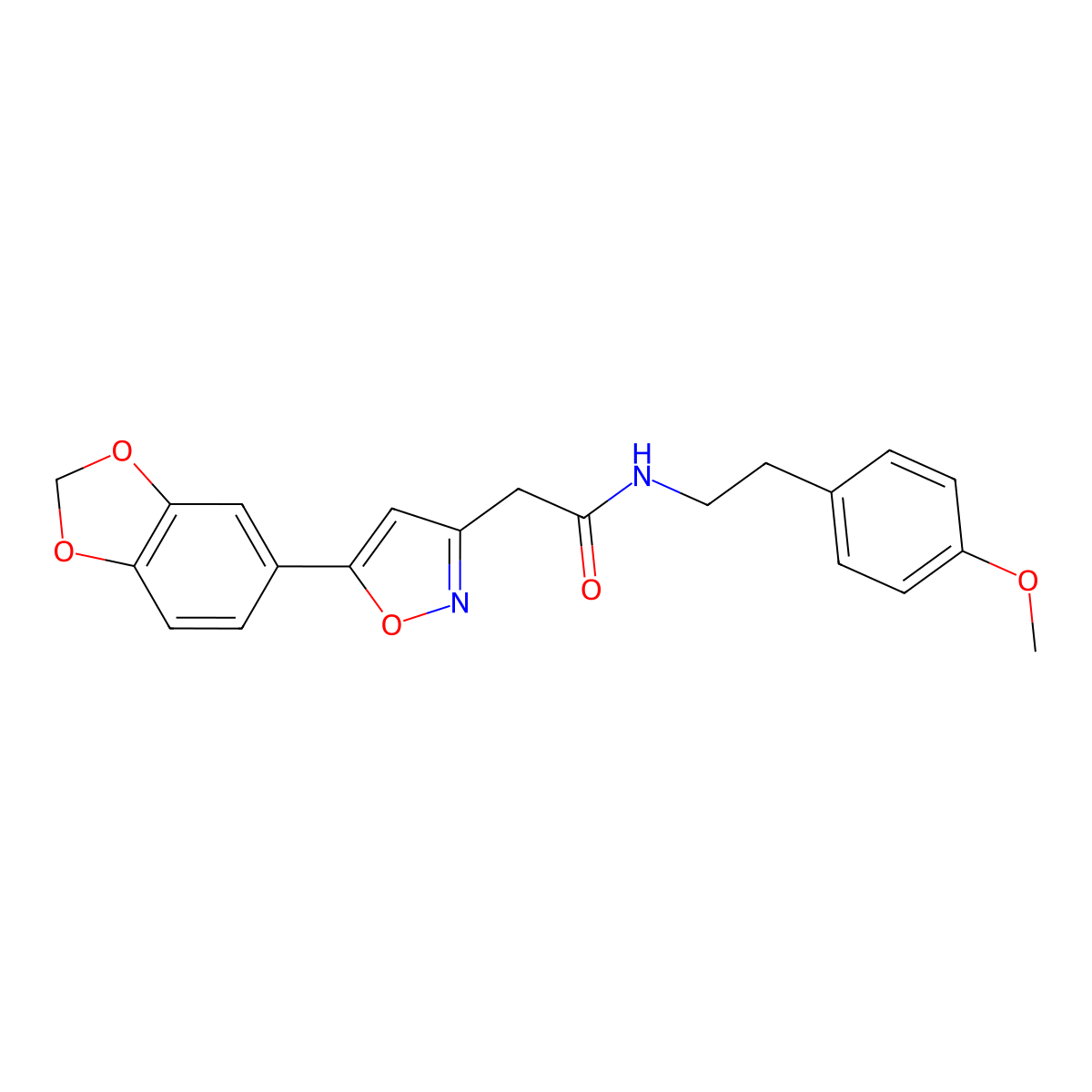 2-(5-(benzo[d][1,3]dioxol-5-yl)isoxazol-3-yl)-N-(4-methoxyphenethyl)acetamide molecular structure, CAS 1172824-22-4