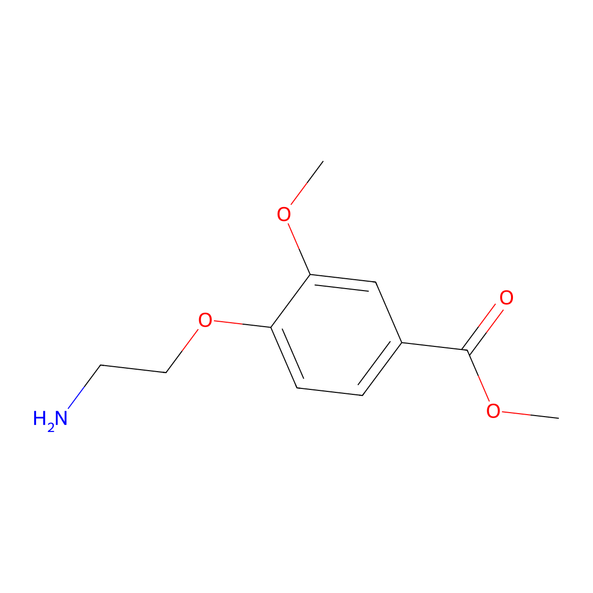 Methyl 4-(2-aminoethoxy)-3-methoxybenzoate molecular structure, CAS 1172825-28-3