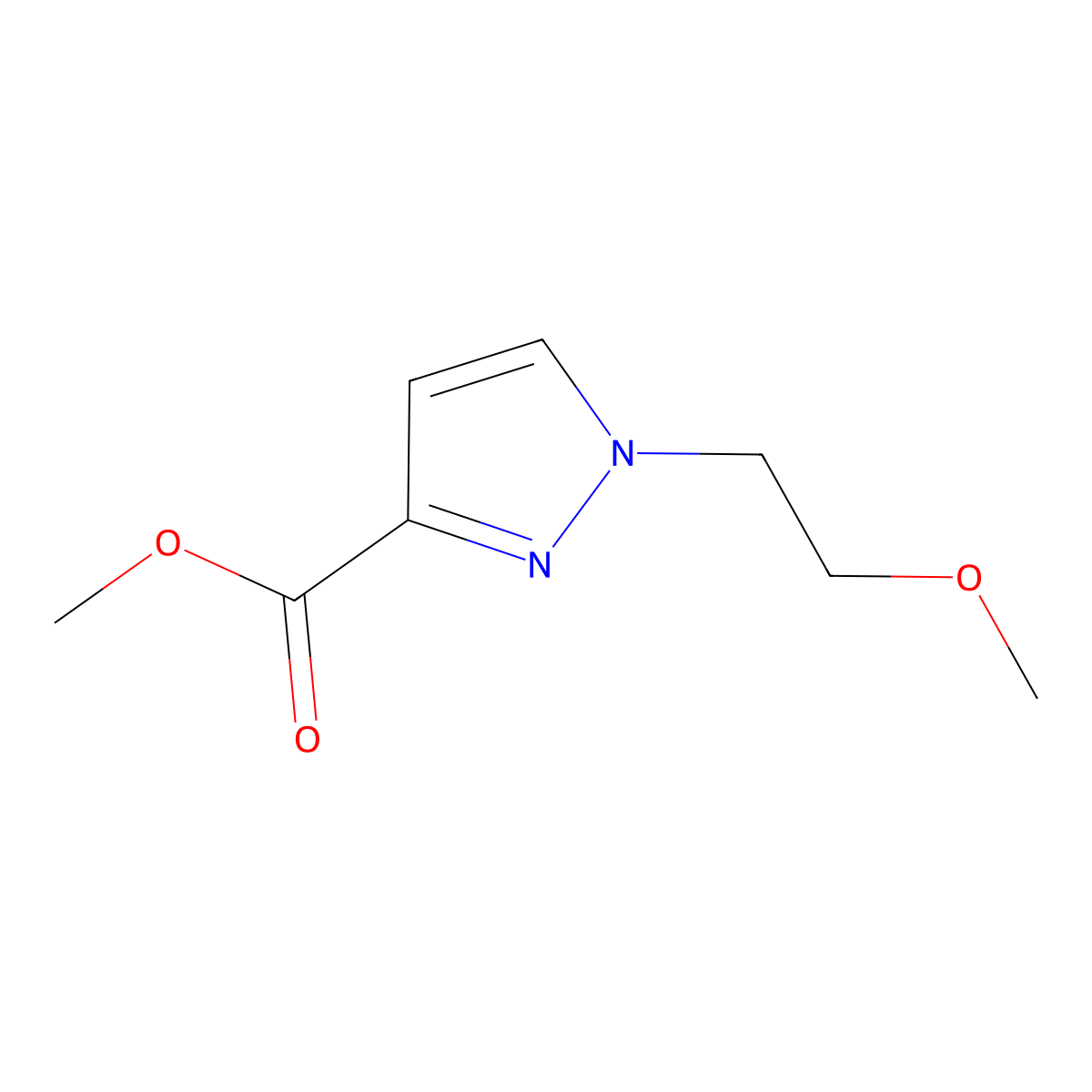methyl 1-(2-methoxyethyl)-1H-pyrazole-3-carboxylate molecular structure, CAS 1172825-92-1