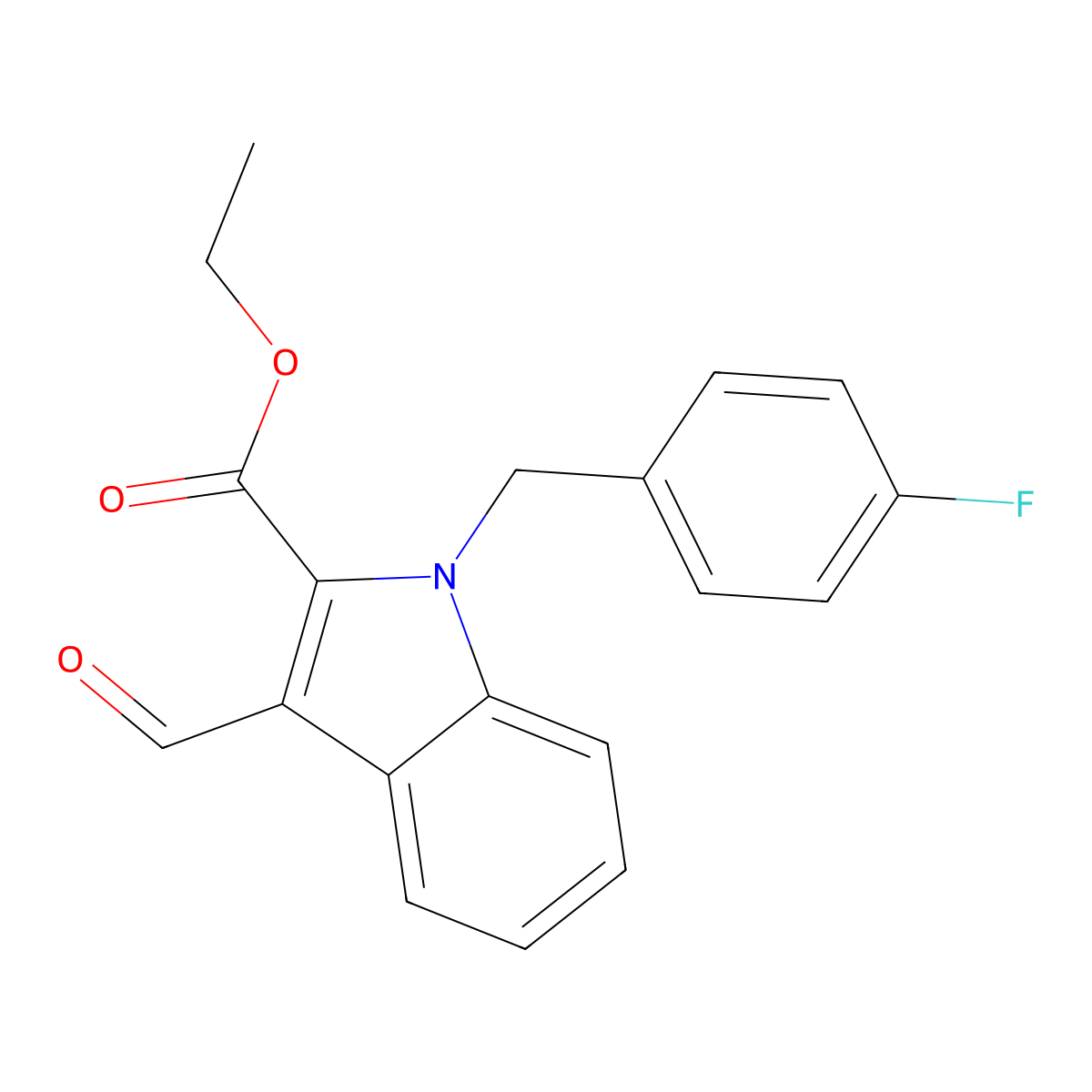 Ethyl 1-(4-fluorobenzyl)-3-formyl-1H-indole-2-carboxylate molecular structure, CAS 1172826-00-4