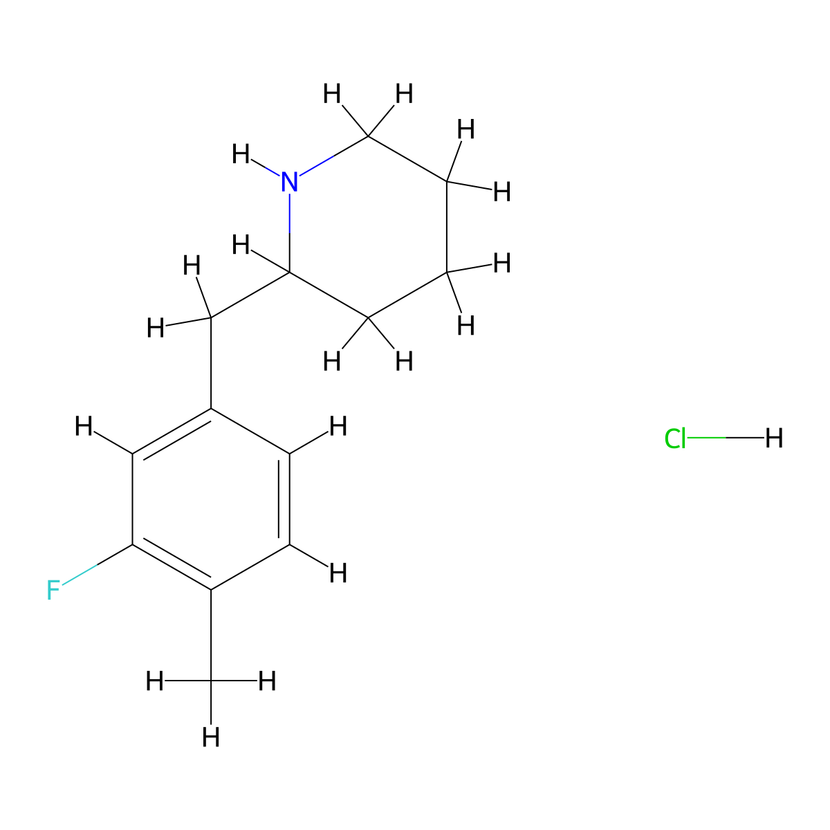 2-(3-Fluoro-4-methyl-benzyl)-piperidine hydrochloride molecular structure, CAS 1172829-38-7
