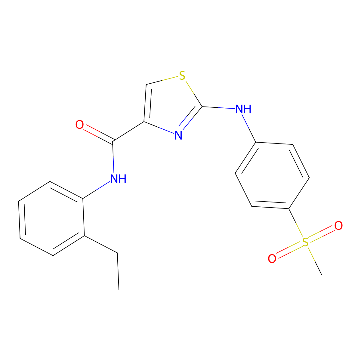 N-(2-ethylphenyl)-2-((4-(methylsulfonyl)phenyl)amino)thiazole-4-carboxamide molecular structure, CAS 1172829-92-3