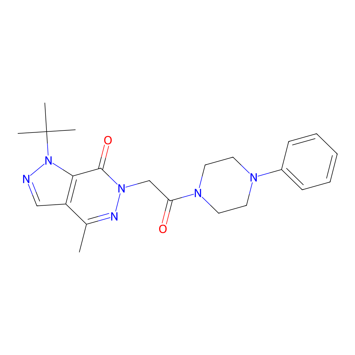 1-(tert-butyl)-4-methyl-6-(2-oxo-2-(4-phenylpiperazin-1-yl)ethyl)-1H-pyrazolo[3,4-d]pyridazin-7(6H)-one molecular structure, CAS 1172830-25-9