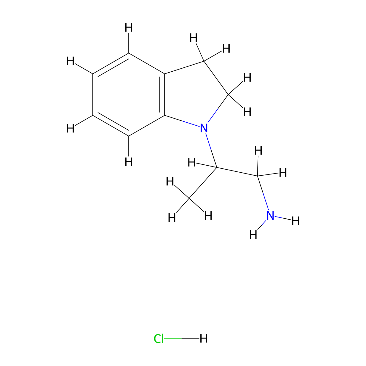 2-(2,3-dihydro-1H-indol-1-yl)propan-1-amine hydrochloride molecular structure, CAS 1172831-66-1
