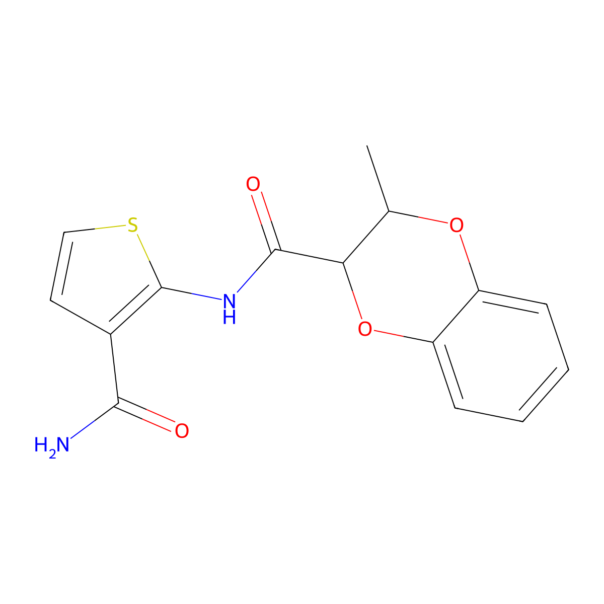 N-(3-carbamoylthiophen-2-yl)-3-methyl-2,3-dihydrobenzo[b][1,4]dioxine-2-carboxamide molecular structure, CAS 1172833-46-3