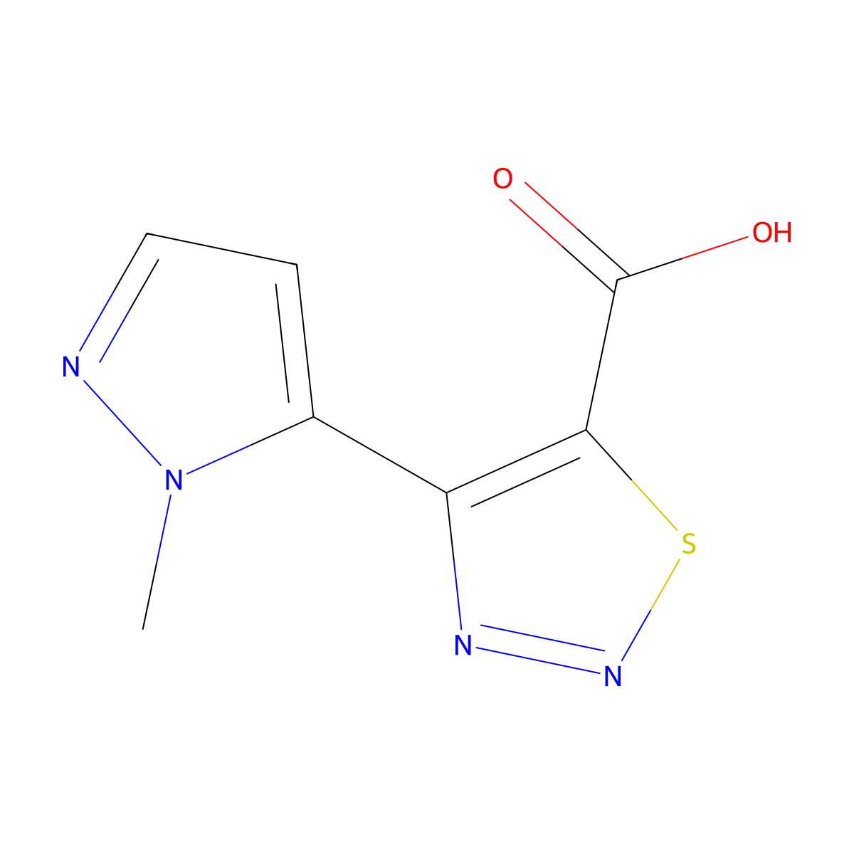 4-(1-methyl-1H-pyrazol-5-yl)-1,2,3-thiadiazole-5-carboxylic acid molecular structure, CAS 1172836-41-7