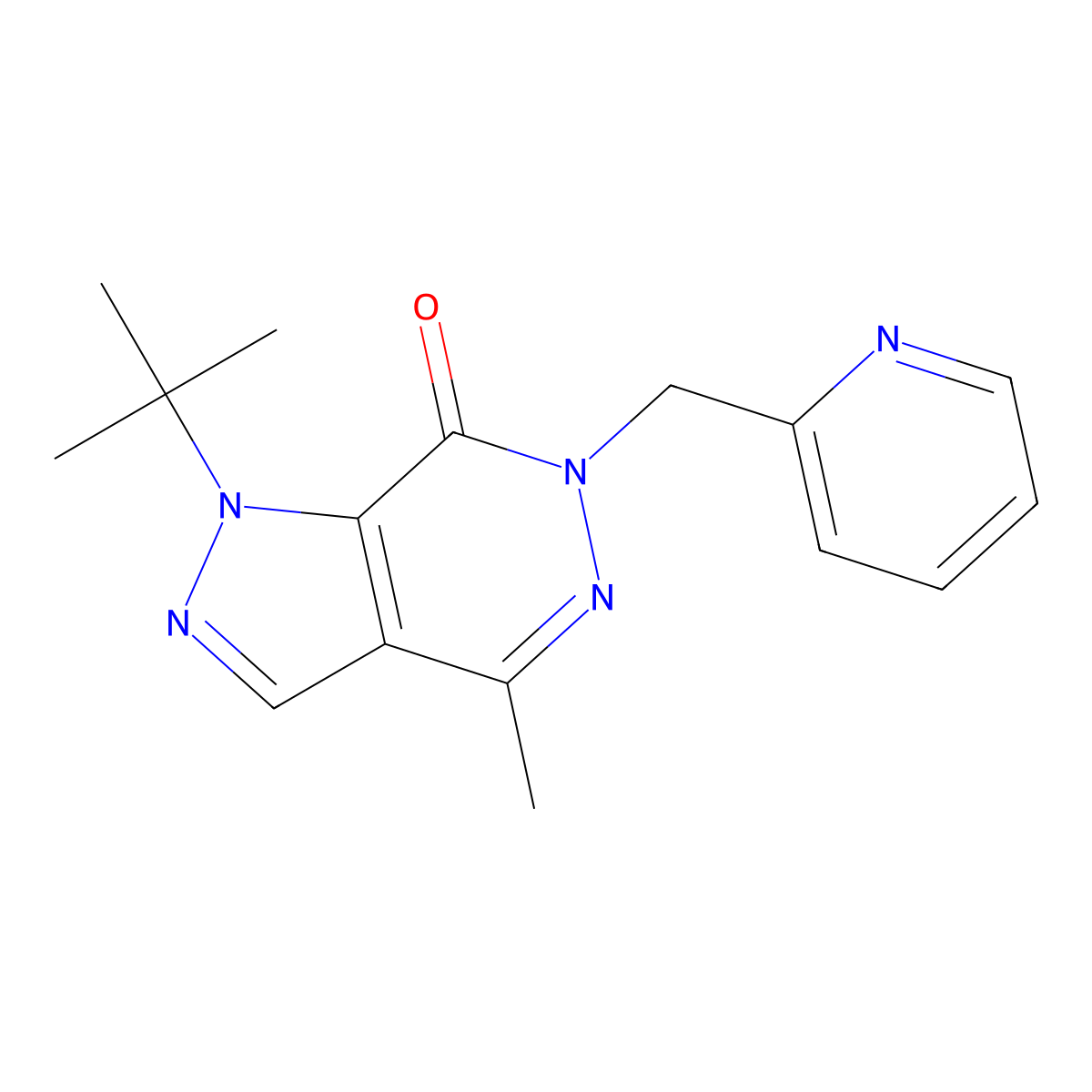 1-(tert-butyl)-4-methyl-6-(pyridin-2-ylmethyl)-1H-pyrazolo[3,4-d]pyridazin-7(6H)-one molecular structure, CAS 1172836-54-2