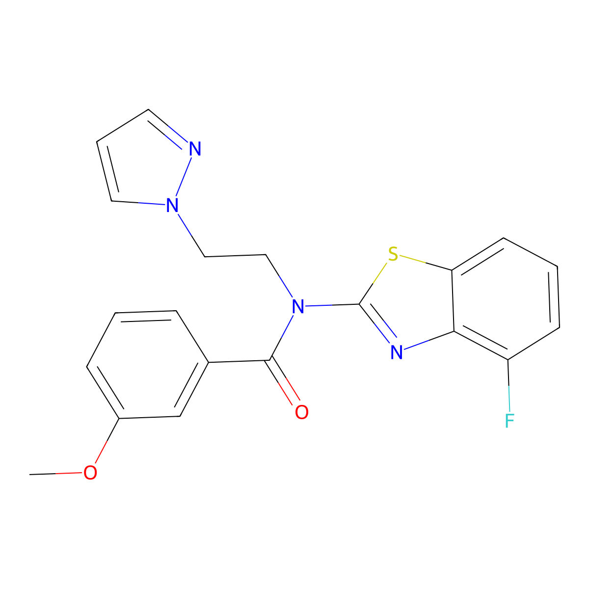 N-(2-(1H-pyrazol-1-yl)ethyl)-N-(4-fluorobenzo[d]thiazol-2-yl)-3-methoxybenzamide molecular structure, CAS 1172840-17-3