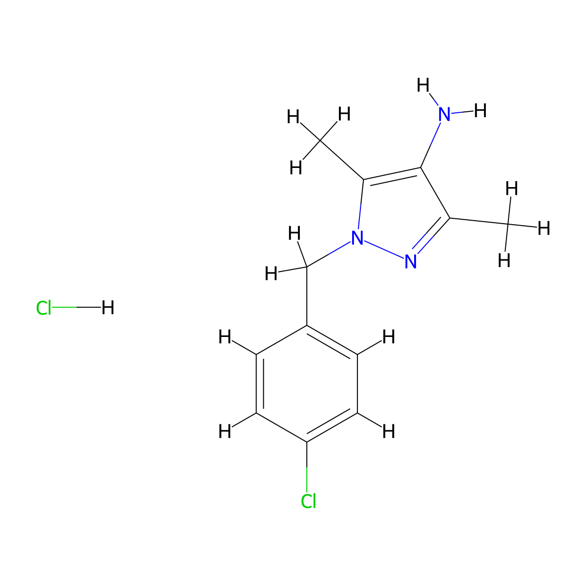 1-(4-Chlorobenzyl)-3,5-dimethyl-1H-pyrazol-4-amine hydrochloride molecular structure, CAS 1172844-66-4