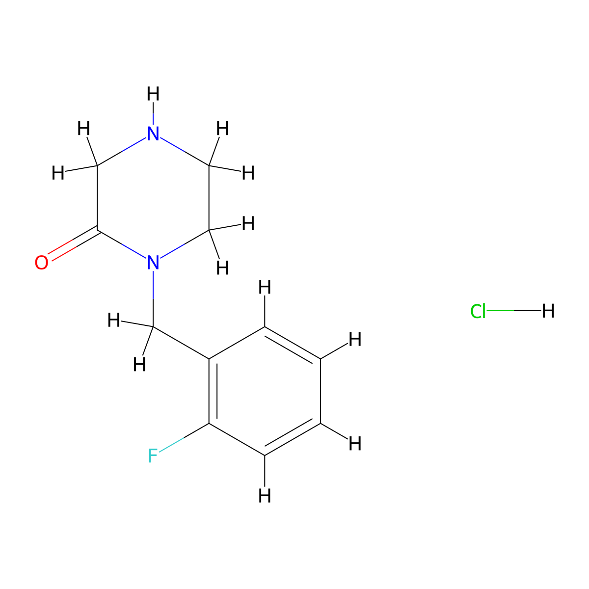 1-(2-Fluorobenzyl)piperazin-2-one hydrochloride molecular structure, CAS 1172846-19-3