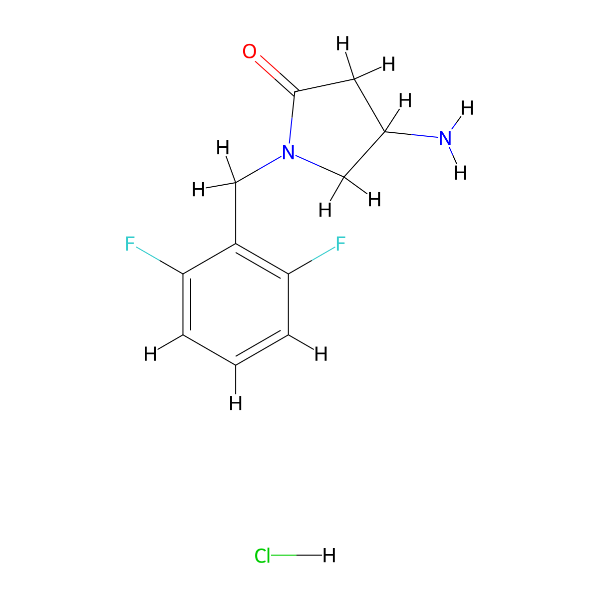 4-Amino-1-(2,6-difluorobenzyl)pyrrolidin-2-one hydrochloride molecular structure, CAS 1172854-21-5