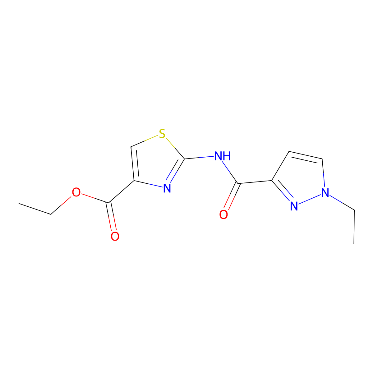 ethyl 2-(1-ethyl-1H-pyrazole-3-amido)-1,3-thiazole-4-carboxylate molecular structure, CAS 1172855-85-4