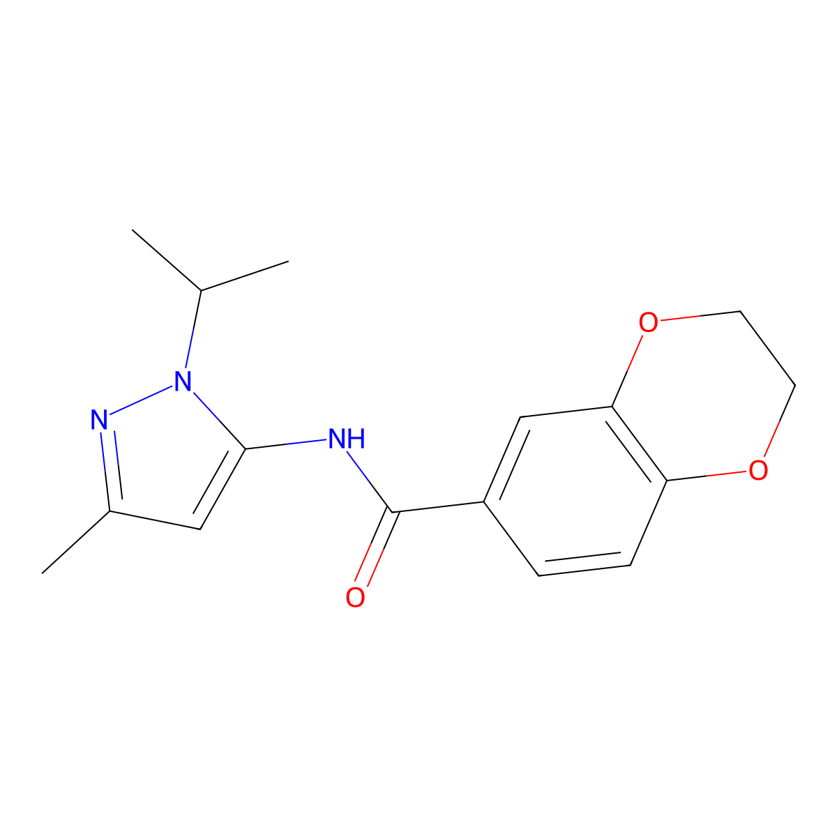 N-(1-isopropyl-3-methyl-1H-pyrazol-5-yl)-2,3-dihydrobenzo[b][1,4]dioxine-6-carboxamide molecular structure, CAS 1172856-92-6