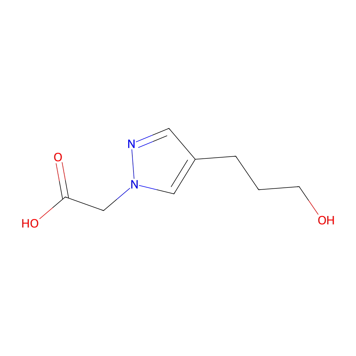 2-[4-(3-hydroxypropyl)-1H-pyrazol-1-yl]acetic acid molecular structure, CAS 1172859-19-6