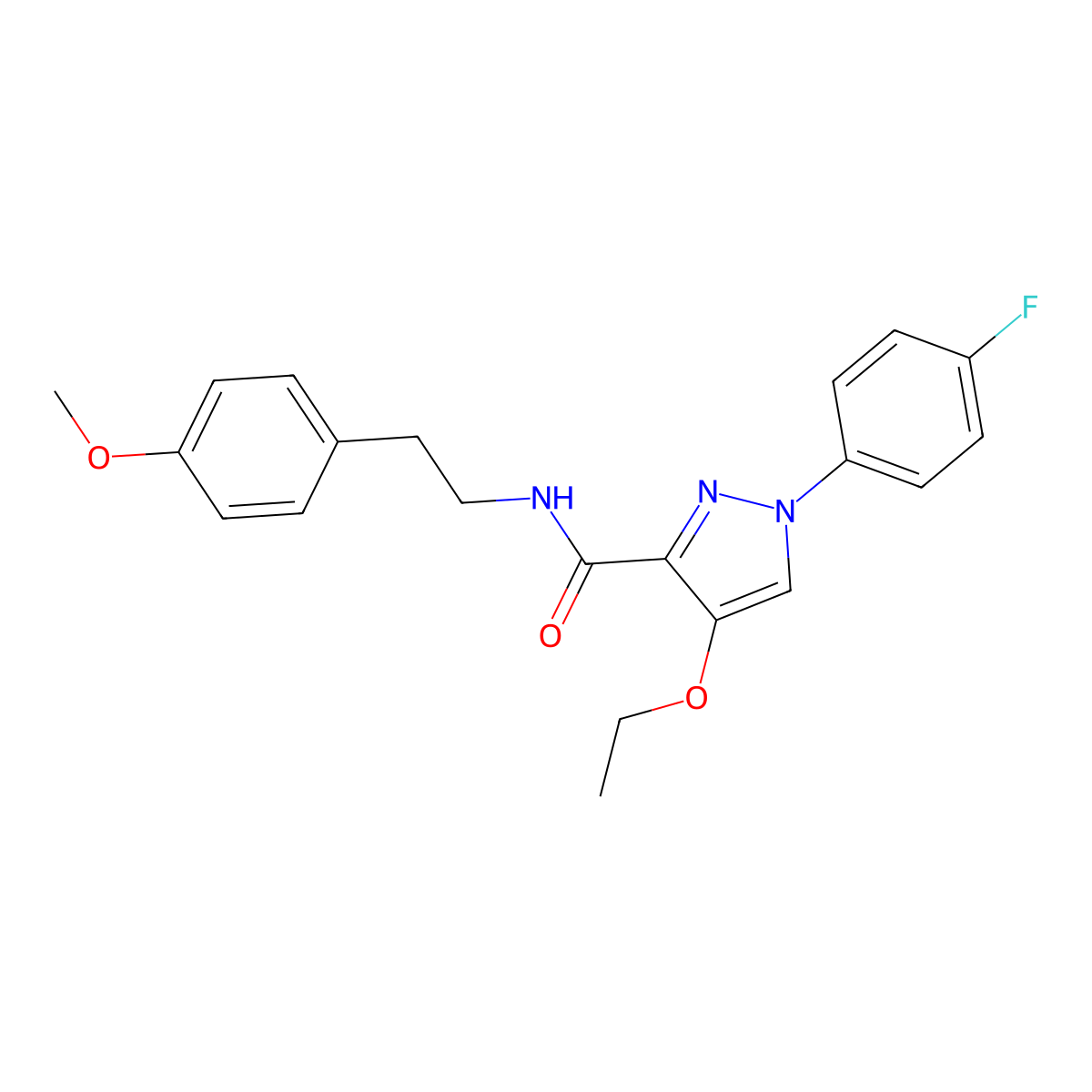 4-ethoxy-1-(4-fluorophenyl)-N-(4-methoxyphenethyl)-1H-pyrazole-3-carboxamide molecular structure, CAS 1172862-04-2