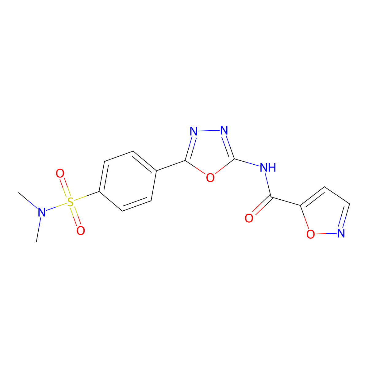 N-(5-(4-(N,N-dimethylsulfamoyl)phenyl)-1,3,4-oxadiazol-2-yl)isoxazole-5-carboxamide molecular structure, CAS 1172862-18-8