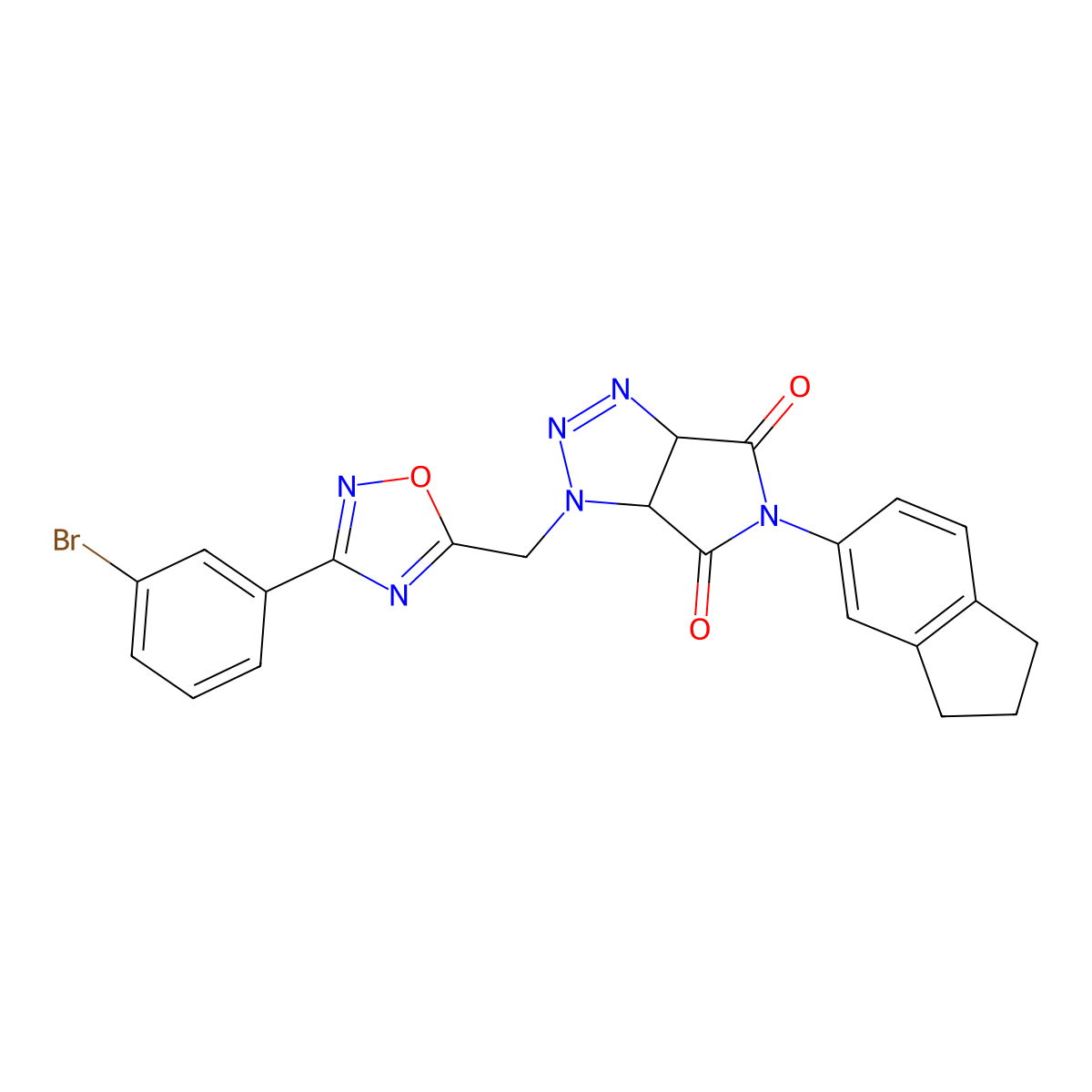 1-((3-(3-bromophenyl)-1,2,4-oxadiazol-5-yl)methyl)-5-(2,3-dihydro-1H-inden-5-yl)-1,6a-dihydropyrrolo[3,4-d][1,2,3]triazole-4,6(3aH,5H)-dione molecular structure, CAS 1172862-21-3