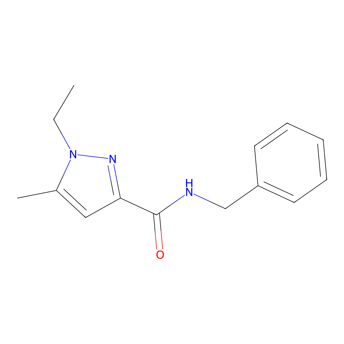 N-benzyl-1-ethyl-5-methyl-1H-pyrazole-3-carboxamide molecular structure, CAS 1172862-72-4