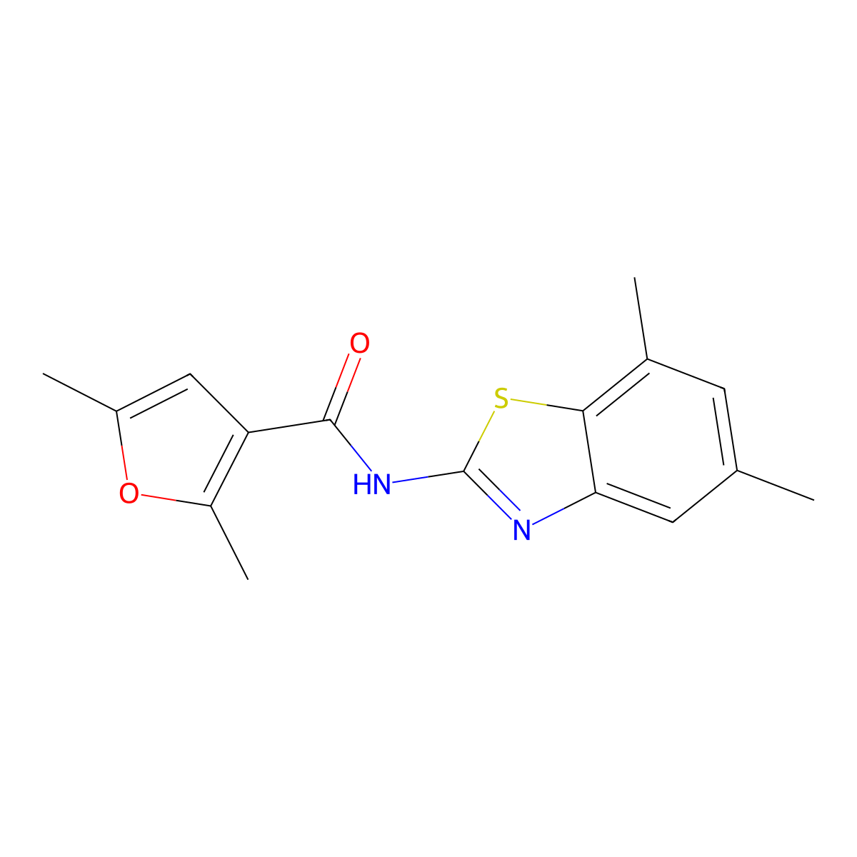 N-(5,7-dimethylbenzo[d]thiazol-2-yl)-2,5-dimethylfuran-3-carboxamide molecular structure, CAS 1172864-46-8