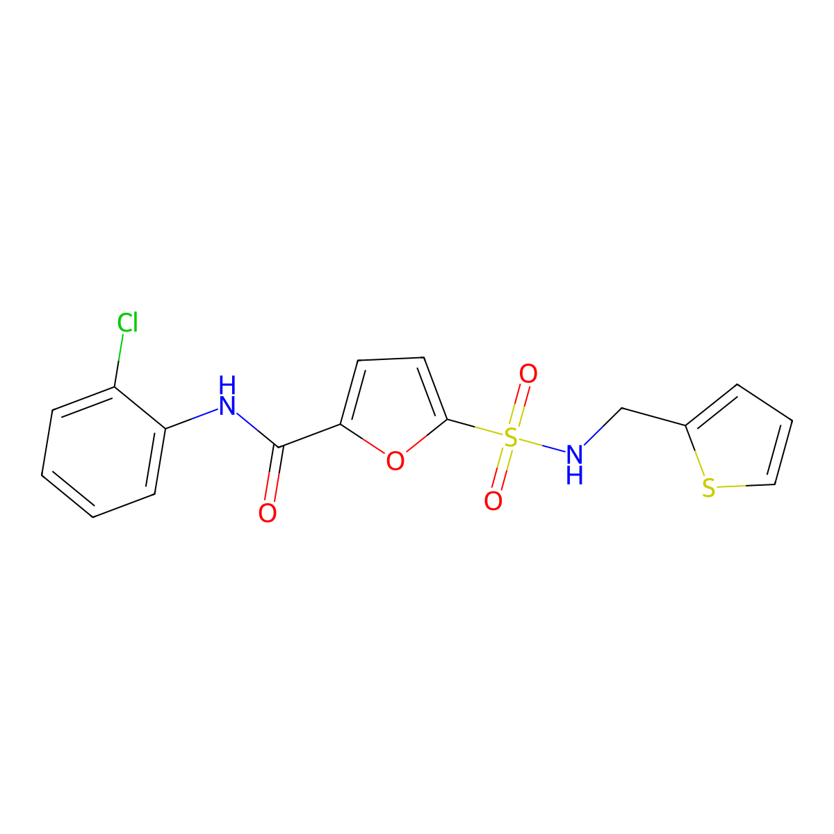 N-(2-chlorophenyl)-5-(N-(thiophen-2-ylmethyl)sulfamoyl)furan-2-carboxamide molecular structure, CAS 1172865-25-6