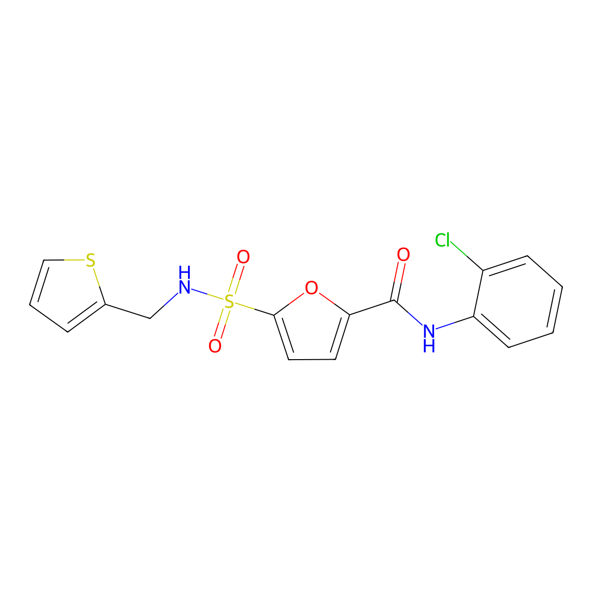 N-(2-chlorophenyl)-5-(N-(thiophen-2-ylmethyl)sulfamoyl)furan-2-carboxamide molecular structure, CAS 1172865-25-6