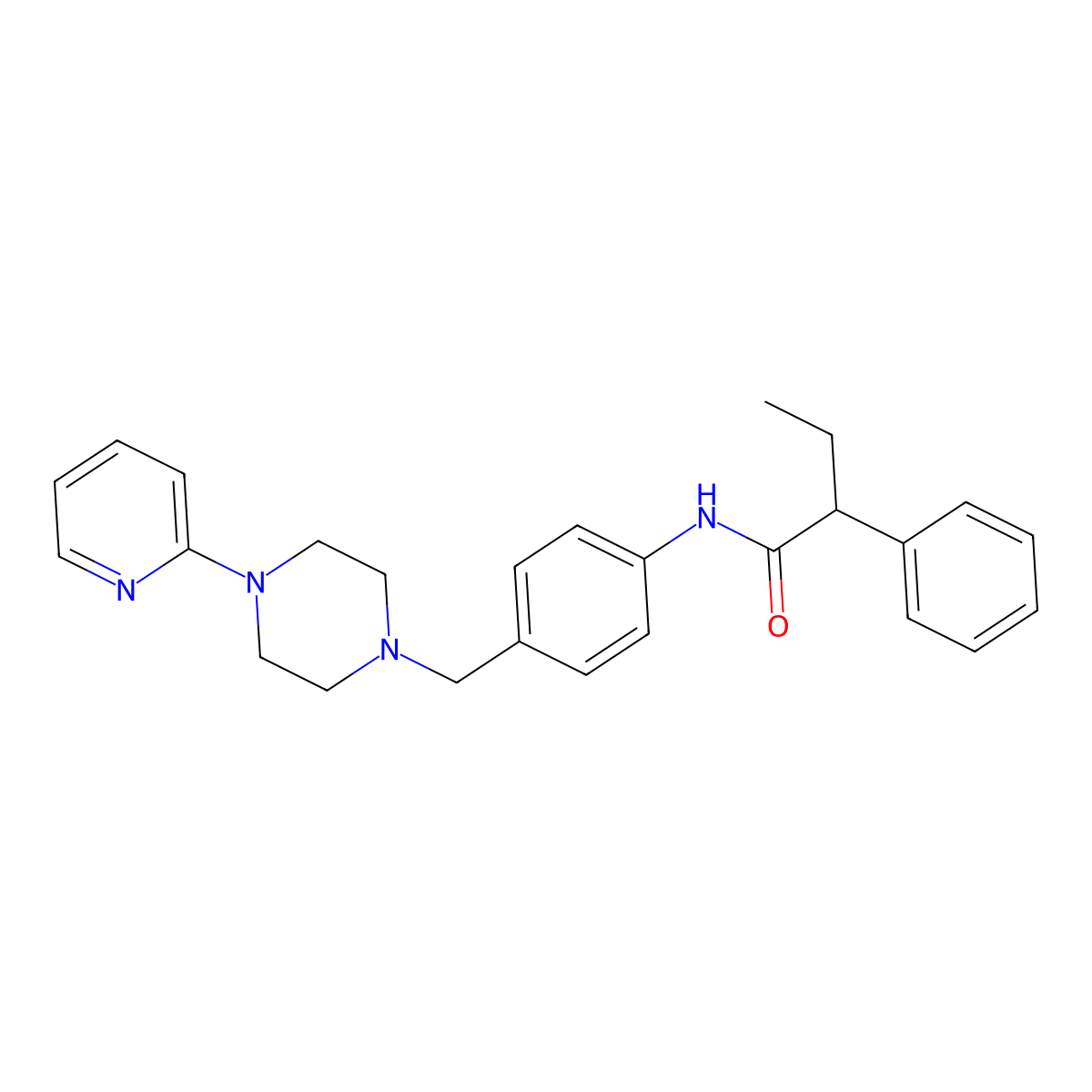 2-phenyl-N-(4-((4-(pyridin-2-yl)piperazin-1-yl)methyl)phenyl)butanamide molecular structure, CAS 1172865-79-0