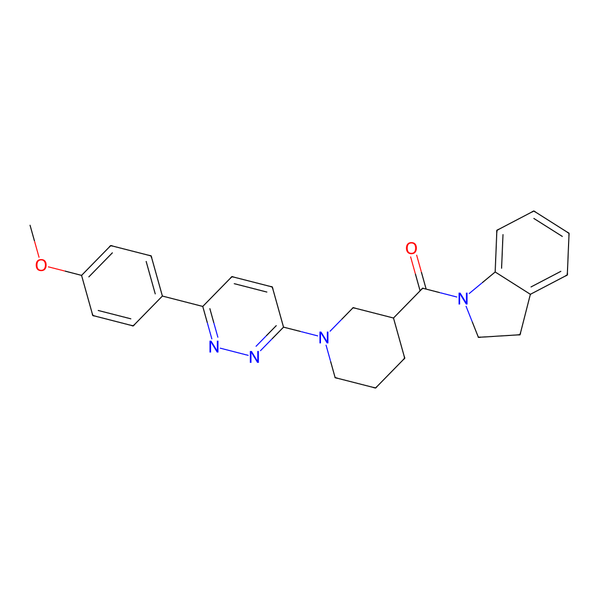 Indolin-1-yl(1-(6-(4-methoxyphenyl)pyridazin-3-yl)piperidin-3-yl)methanone molecular structure, CAS 1172866-39-5