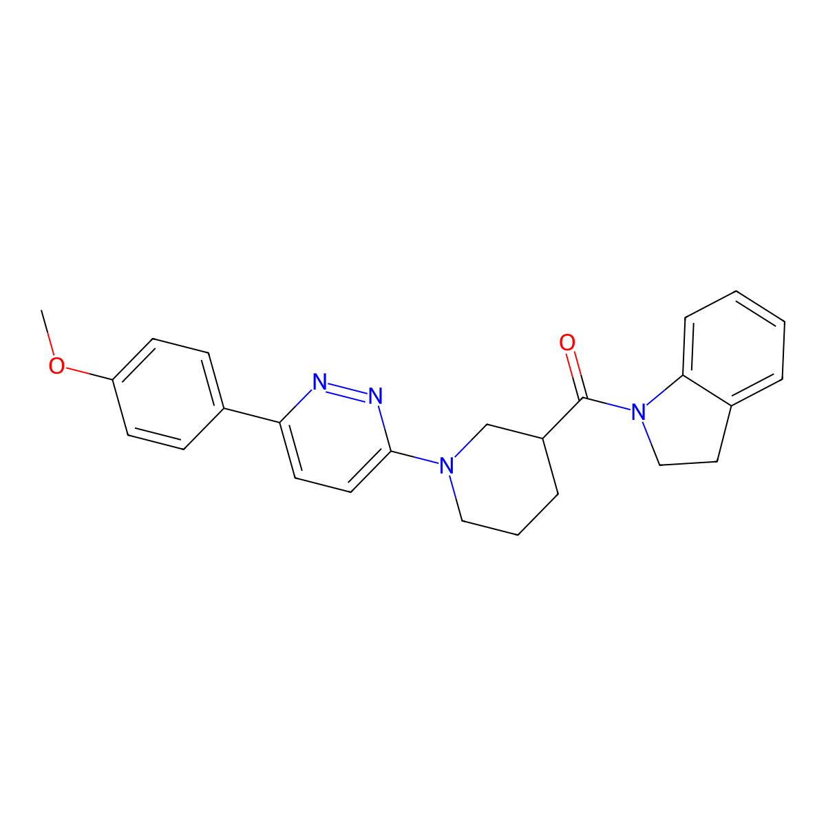 Indolin-1-yl(1-(6-(4-methoxyphenyl)pyridazin-3-yl)piperidin-3-yl)methanone molecular structure, CAS 1172866-39-5