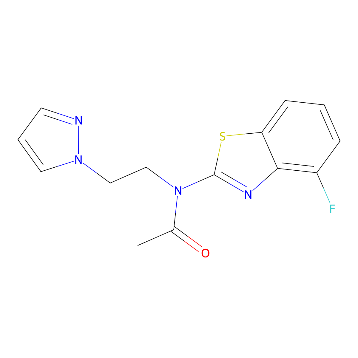 N-(2-(1H-pyrazol-1-yl)ethyl)-N-(4-fluorobenzo[d]thiazol-2-yl)acetamide molecular structure, CAS 1172877-91-6