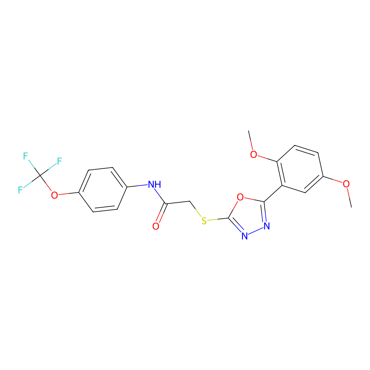 2-((5-(2,5-dimethoxyphenyl)-1,3,4-oxadiazol-2-yl)thio)-N-(4-(trifluoromethoxy)phenyl)acetamide molecular structure, CAS 1172878-58-8