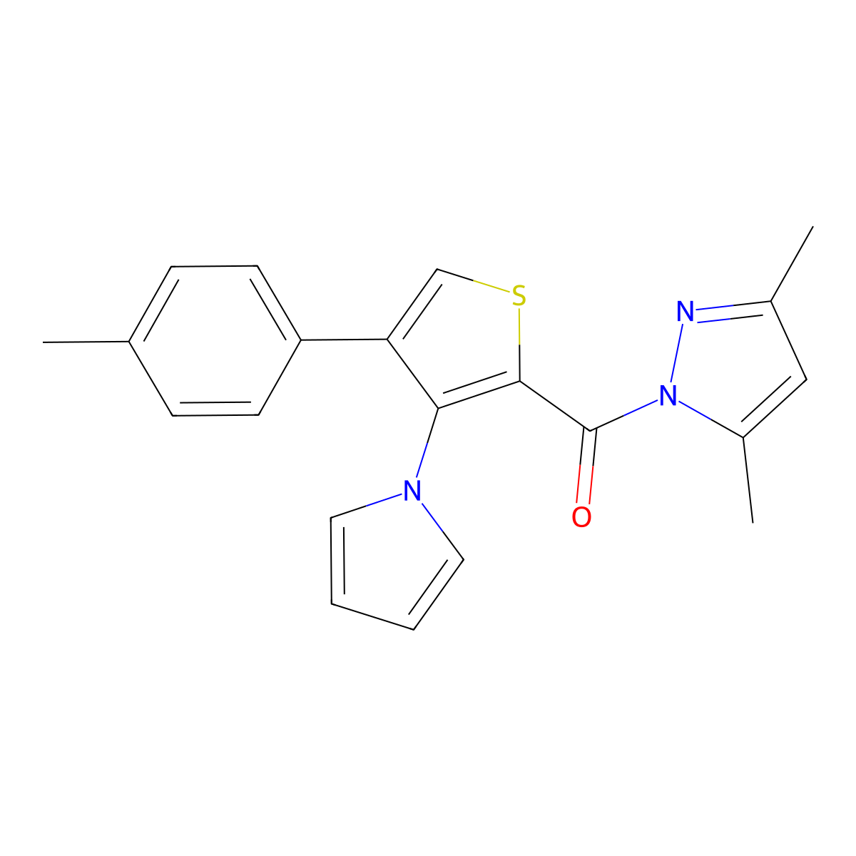 (3,5-dimethyl-1H-pyrazol-1-yl)[4-(4-methylphenyl)-3-(1H-pyrrol-1-yl)thiophen-2-yl]methanone molecular structure, CAS 1172880-33-9