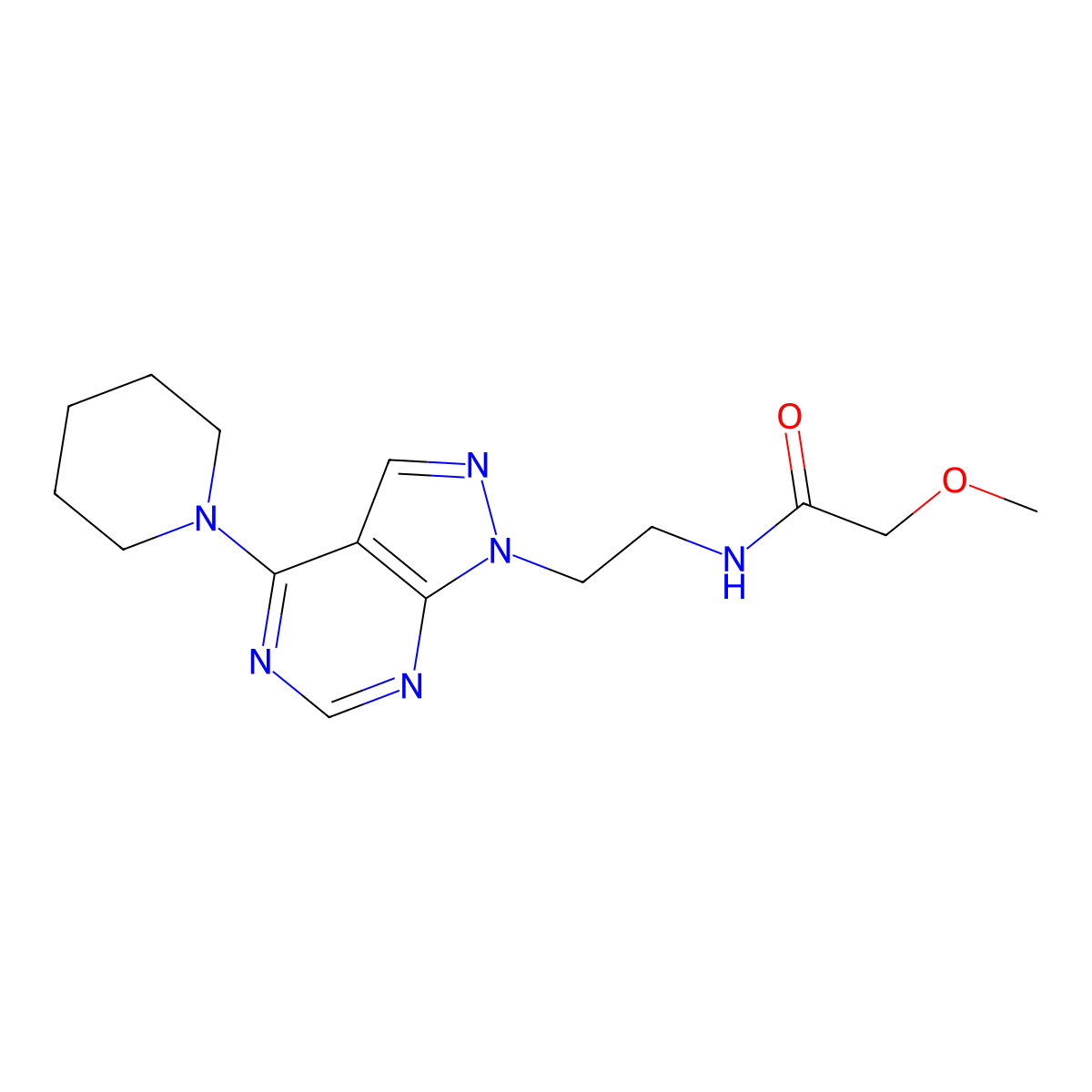 2-methoxy-N-{2-[4-(piperidin-1-yl)-1H-pyrazolo[3,4-d]pyrimidin-1-yl]ethyl}acetamide molecular structure, CAS 1172881-54-7