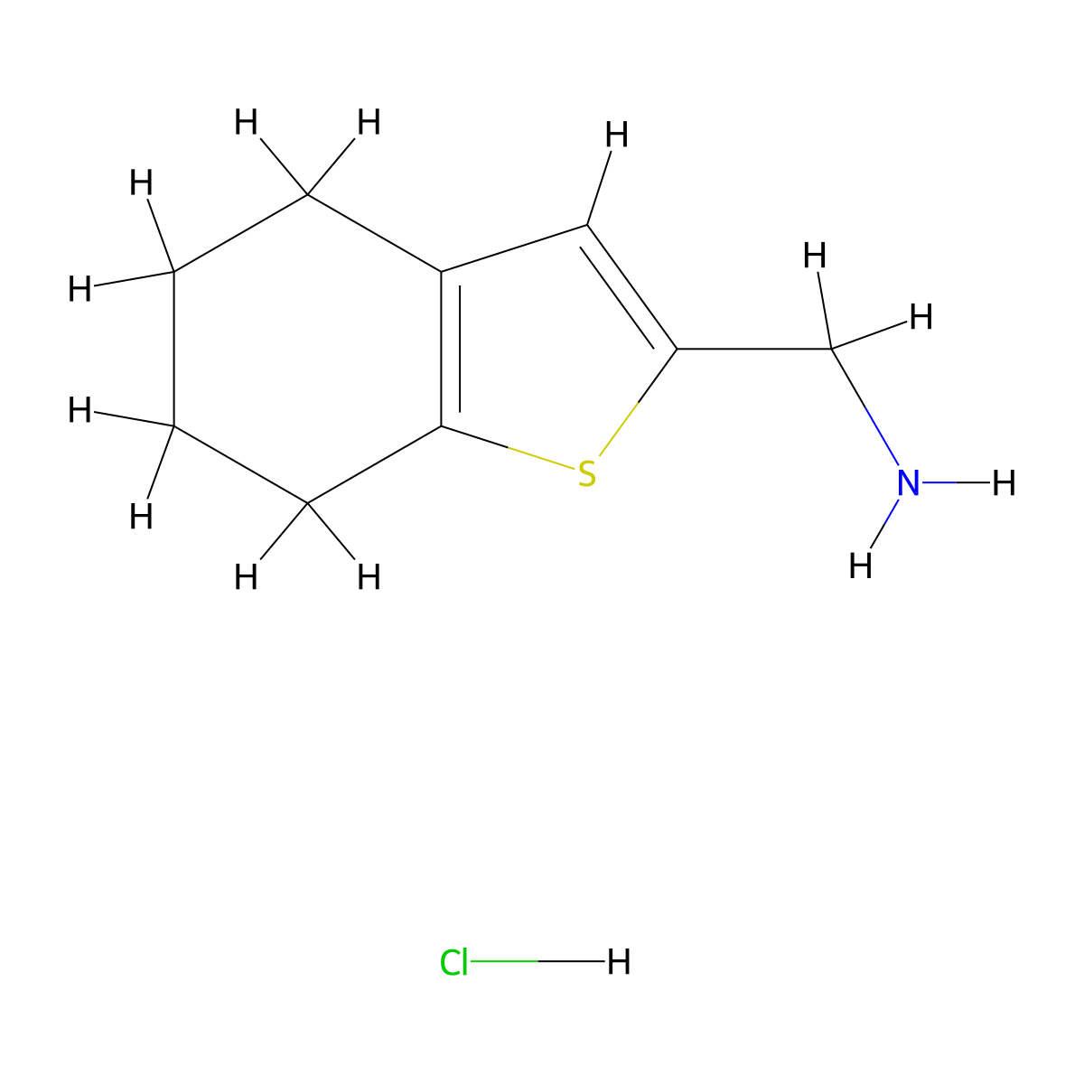 (4,5,6,7-Tetrahydro-1-benzothiophen-2-yl)methanamine hydrochloride molecular structure, CAS 1172881-86-5