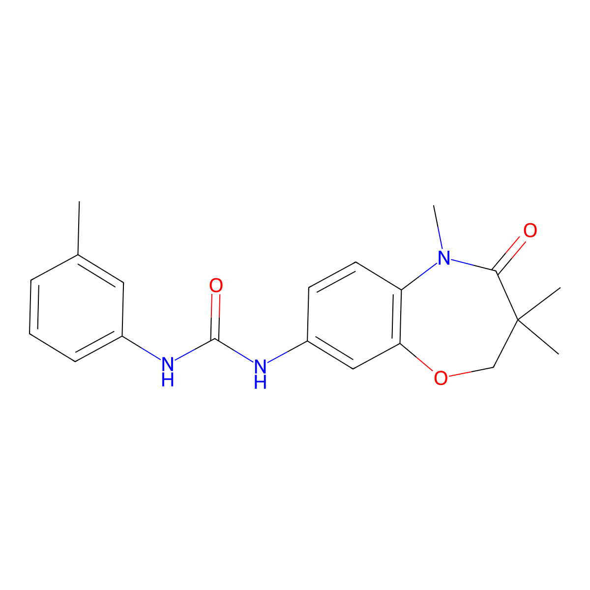 1-(m-Tolyl)-3-(3,3,5-trimethyl-4-oxo-2,3,4,5-tetrahydrobenzo[b][1,4]oxazepin-8-yl)urea molecular structure, CAS 1172882-51-7