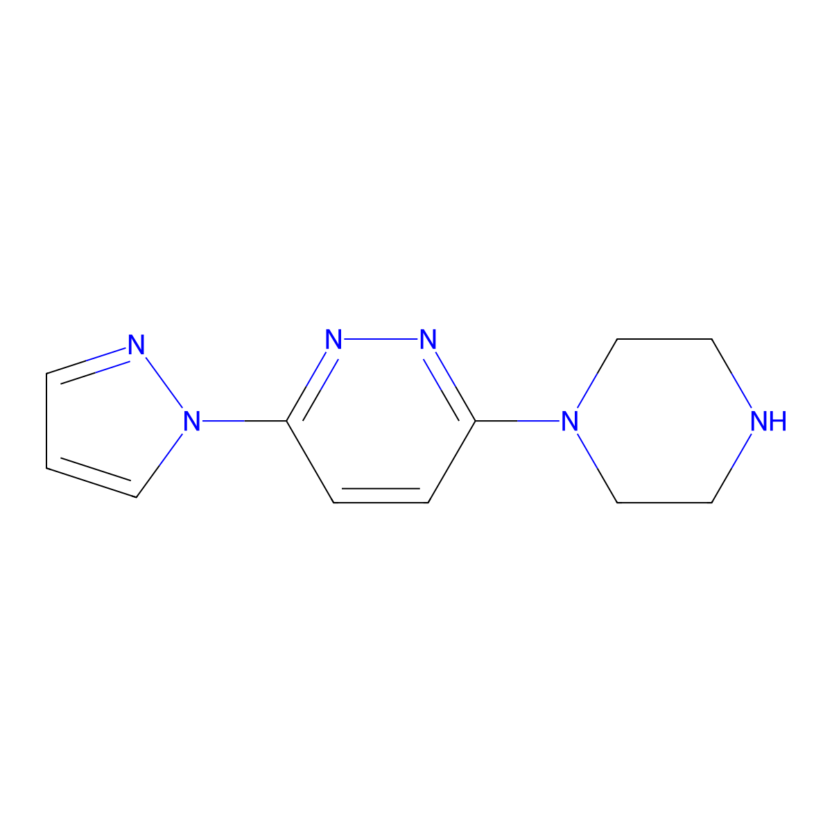 3-(piperazin-1-yl)-6-(1H-pyrazol-1-yl)pyridazine molecular structure, CAS 1172883-22-5