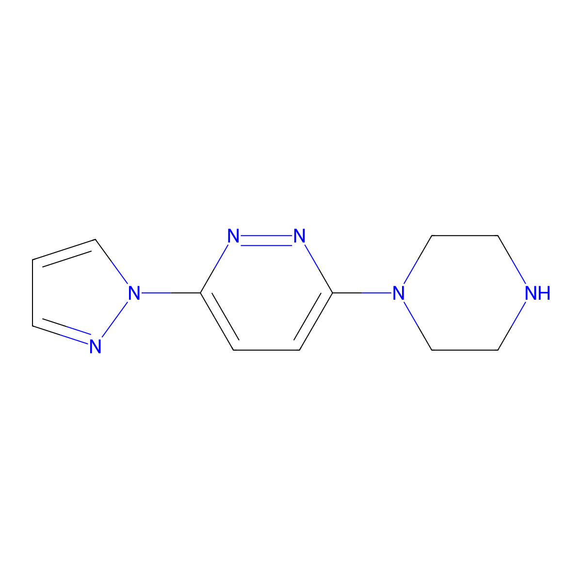 3-(piperazin-1-yl)-6-(1H-pyrazol-1-yl)pyridazine molecular structure, CAS 1172883-22-5