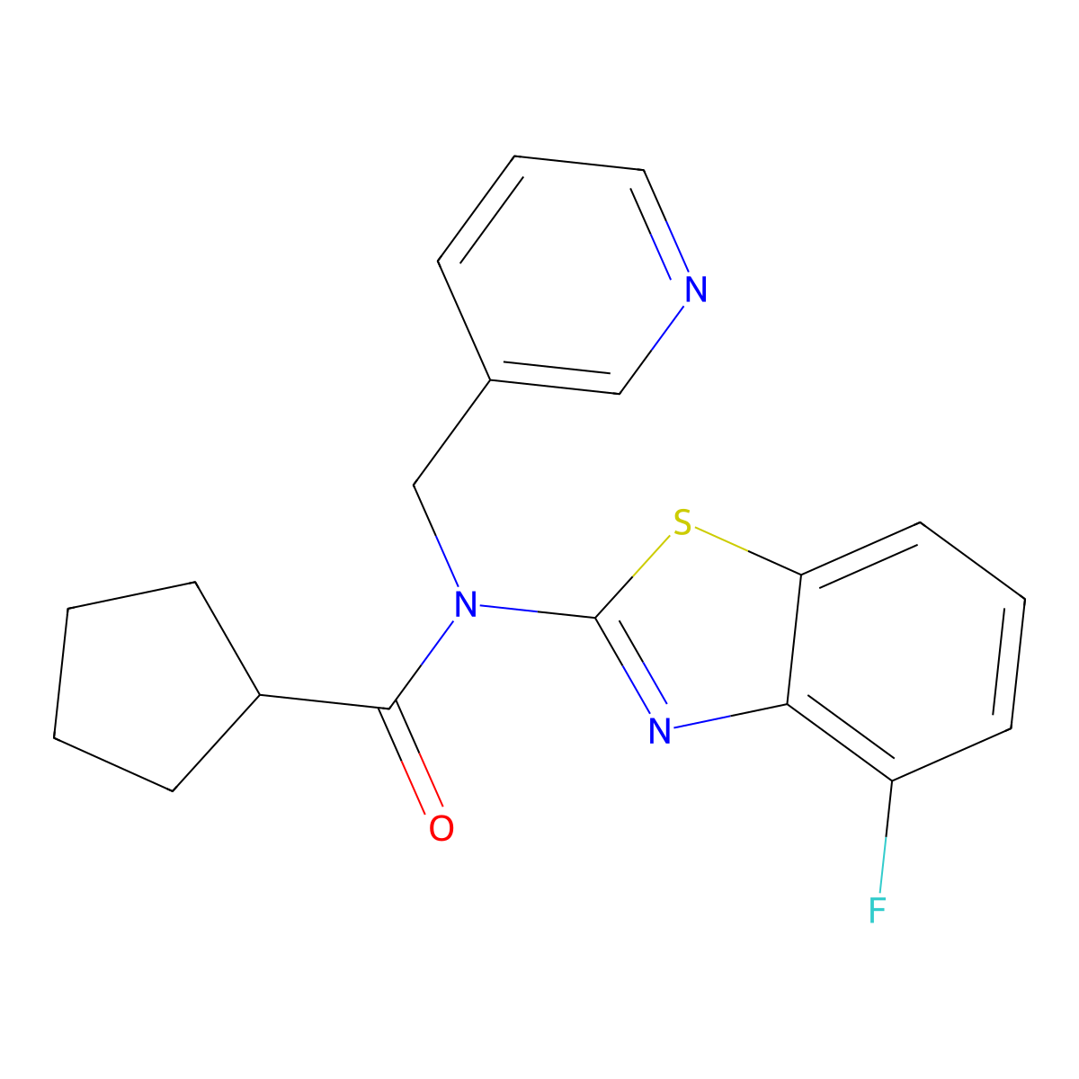N-(4-fluorobenzo[d]thiazol-2-yl)-N-(pyridin-3-ylmethyl)cyclopentanecarboxamide molecular structure, CAS 1172883-41-8