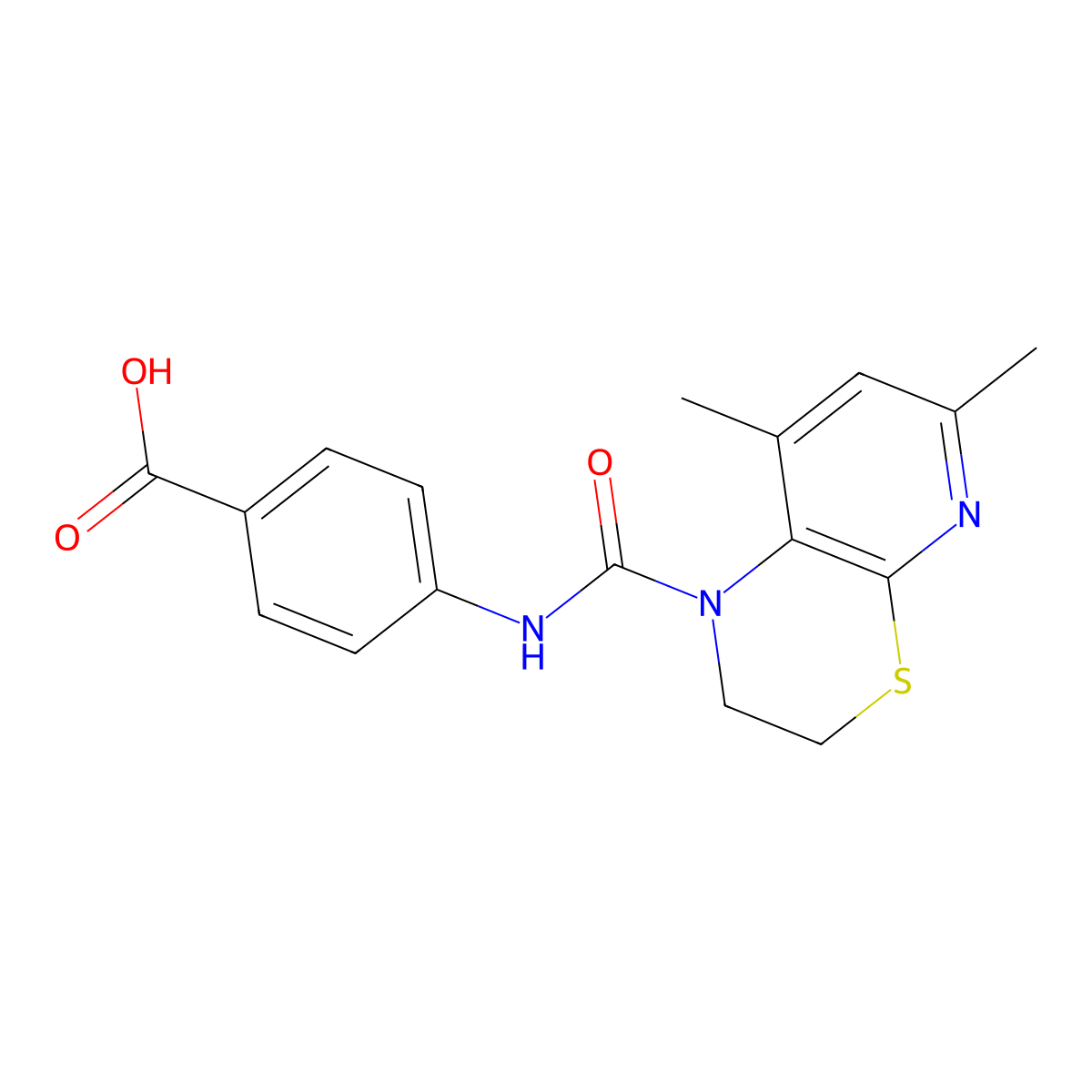 4-{[(6,8-Dimethyl-2,3-dihydro-1H-pyrido[2,3-b][1,4]thiazin-1-yl)carbonyl]amino}benzoic acid molecular structure, CAS 1172883-42-9