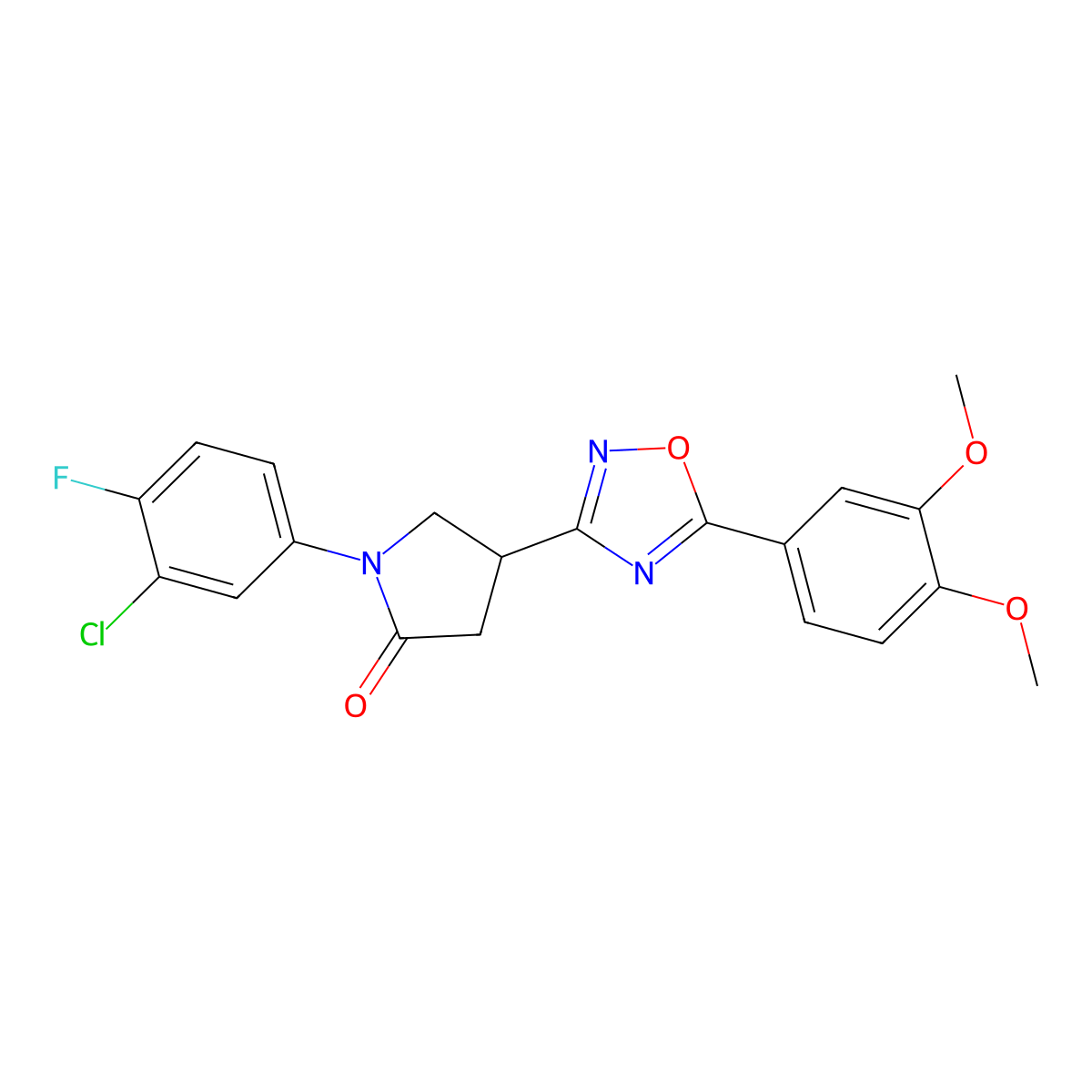 1-(3-Chloro-4-fluorophenyl)-4-[5-(3,4-dimethoxyphenyl)-1,2,4-oxadiazol-3-yl]pyrrolidin-2-one molecular structure, CAS 1172883-90-7